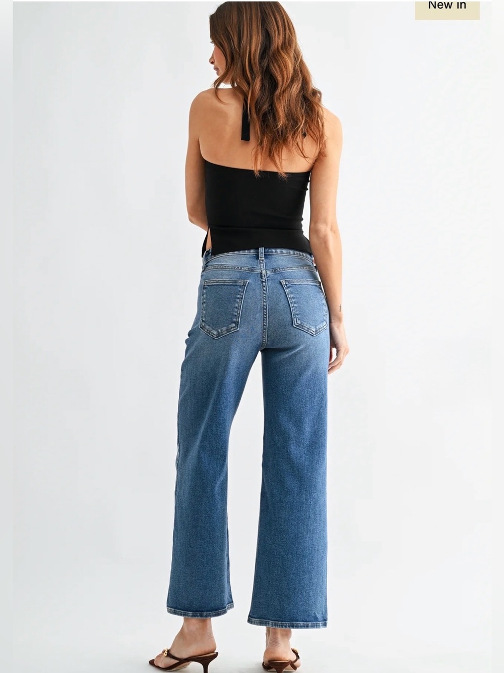 Just Black Denim High Rise Wide Leg in Mid Blue size 25 - Picture 3 of 9